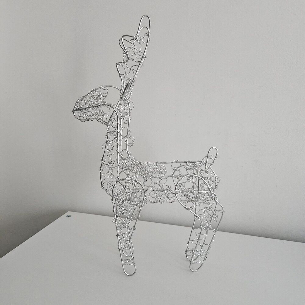 Silver Tone Wire Decorative Reindeer - 15 in tall